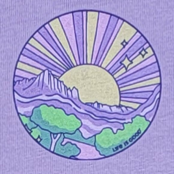 Life Is Good Lavender Crew Neck Short Sleeve Crusher Sunset Tee - S - Picture 9 of 11